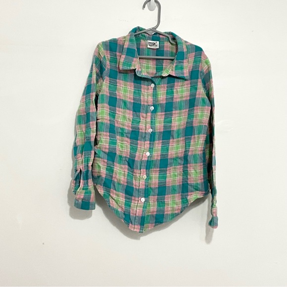 ERGE Girls Button Down Shirt Multi Color Plaid Long Sleeve Size 5 - Picture 1 of 4